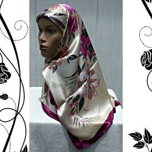 Burgundy Fashion Square Scarf  Muslim Hjiab